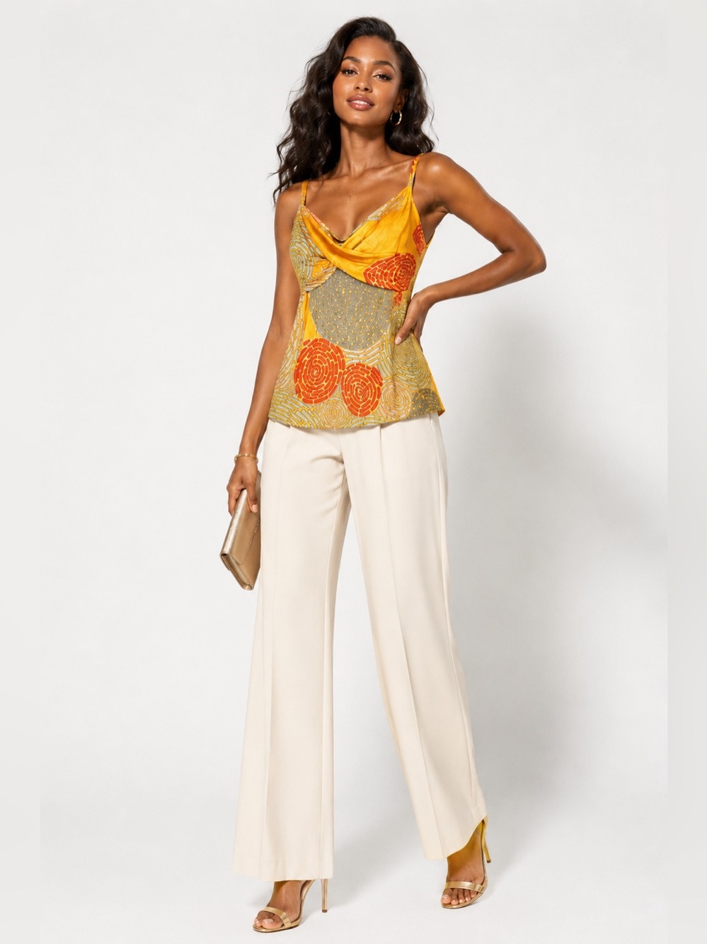 Flora Kung 100% Silk Cowl Neck Cami Top – Size 4 - Picture 2 of 4